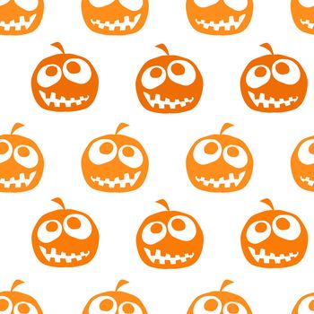 Halloween pumpkin seamless pattern. Orange pumpkins on white background. Vector illustration