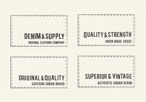 Vintage logo square stamps. Printing and badge applique label t-shirts, jeans, casual wear. Vector illustration.