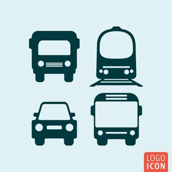 Car, truck, train and bus icon. Set of transportation symbol. Vector illustration