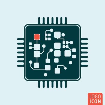 Computer chip icon. Circuit board technology symbol. Vector illustration