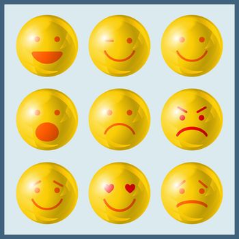 Emoticons icon. Set emoji icons isolated. Vector illustration