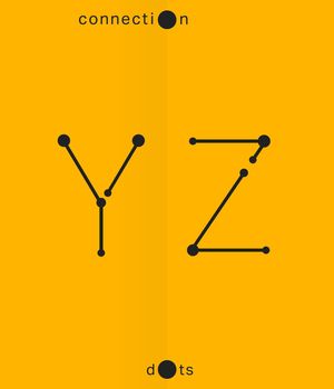 Alphabet font template. Set of letters A, B, C, D logo or icon. Connection dots design. Vector illustration.