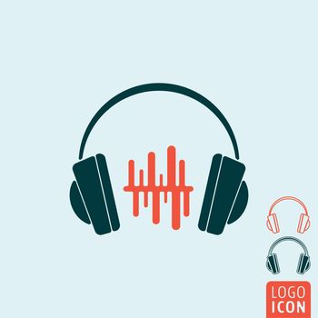 Headphones icon. Headphones symbol. Headphone with sound wave beats icon isolated, minimal design. Vector illustration
