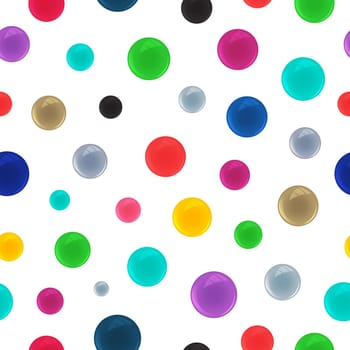 Seamless pattern with glossy bubble. Colored glossy balls on transparent background. Vector illustration.