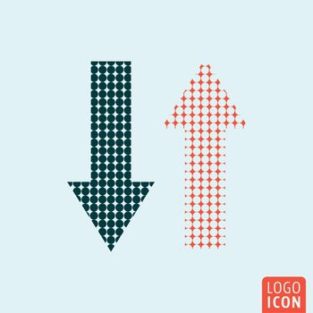 Arrow icon. Arrow logo. Arrow symbol. Dots arrows icon isolated, minimal design. Vector illustration