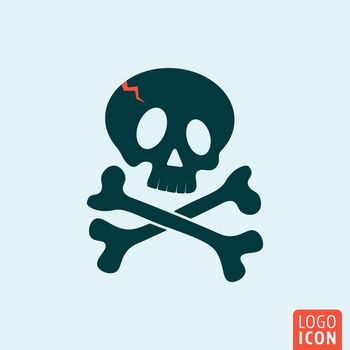 Skull icon. Skull logo. Skull symbol. Skull and crossbones icon isolated, minimal design. Vector illustration