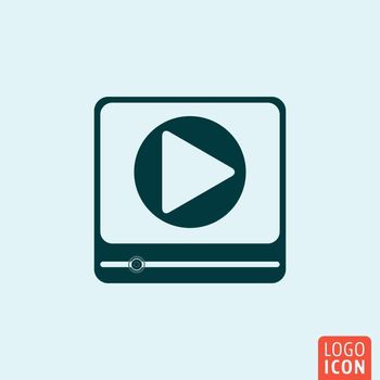 Video player icon. Video player logo. Video player symbol. Online player icon isolated minimal design. Vector illustration.