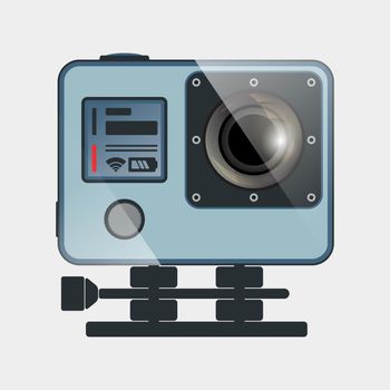 Action camera flat design. Camera for filming extreme sport. Vector illustration.