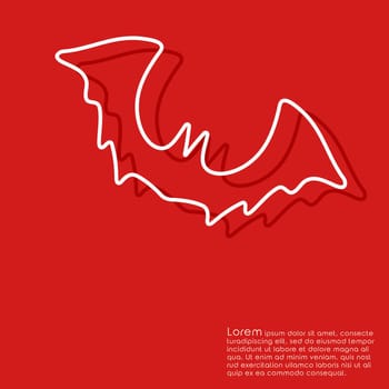 Line halloween bat on red background. Cover brochures, flyer, card design template. Vector illustration