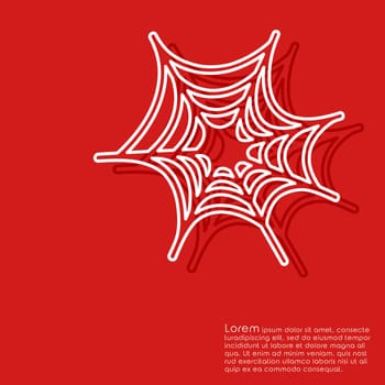 Line halloween cobweb on red background. Cover brochures, flyer, card design template. Vector illustration
