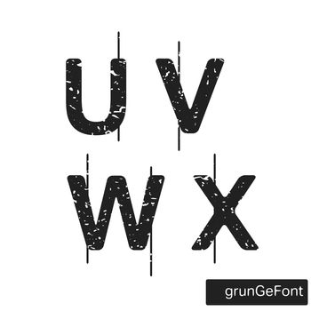 Alphabet grunge font template. Set of letters U, V, W, X logo or icon. Vector illustration.