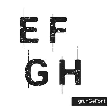 Alphabet grunge font template. Set of letters E, F, G, H logo or icon. Vector illustration.