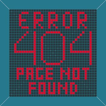 404 error message page not found background. Old video game square design. Vector illustration.