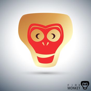 Fire monkey icon template. Logo Monkey for corporate identity. Symbol of the year monkey. Vector design illustration.