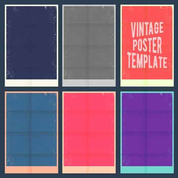 Vintage poster template set. Grunge texture background. Vector illustration.