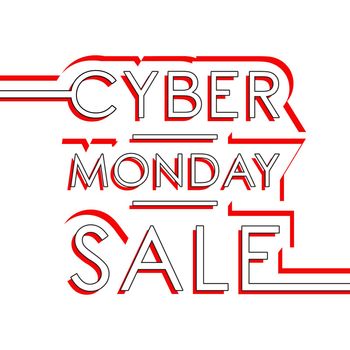 Cyber monday sale inscription template. Design for sale, discount, cover, banner, brochure or flyer. Vector illustration