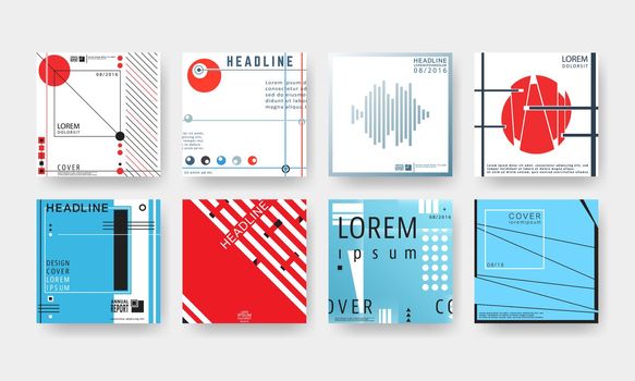 Set of trendy geometric design covers brochure or flyer background template. Vector illustration.