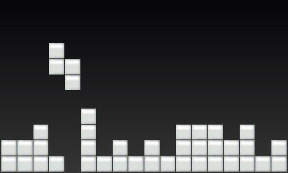 Old video game square template. Black and white bricks game background. Vector illustration.