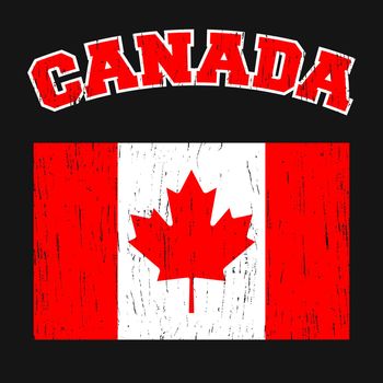 Canada t-shirt print design. Canadian flag vintage stamp. Printing and badge applique label t-shirts, jeans, casual wear. Vector illustration.