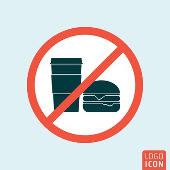 No eating or drinking icon. Do not eat and drink symbol. Vector illustration