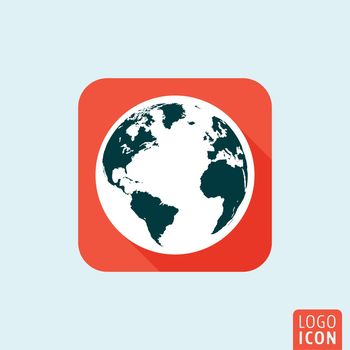 Planet earth icon. World map, globe symbol. Vector illustration