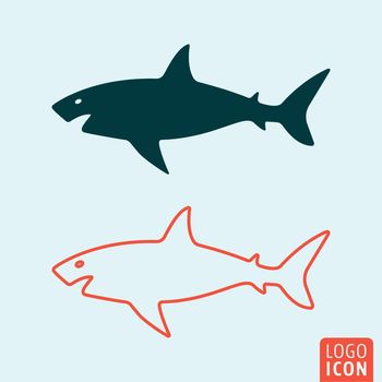 Shark icon. Shark logo. Shark symbol. Shark line icon isolated, minimal design. Vector illustration