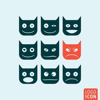 Emoticons icon. Emoticons logo. Emoticons symbol. Set emoji icons isolated, head cat minimal design. Vector illustration