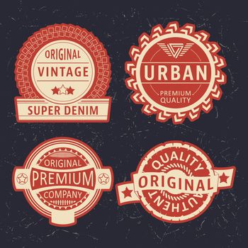 T-shirt print design. Vintage label set. Printing and badge applique label t-shirts, jeans, casual wear. Vector illustration.