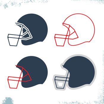 American football helmet icon template set. Design sport element for flyer, brochure, t-shirt print. Vector illustration.