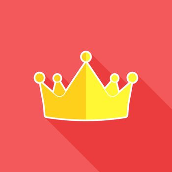 Crown flat icon. Gold crown symbol. Vector illustration