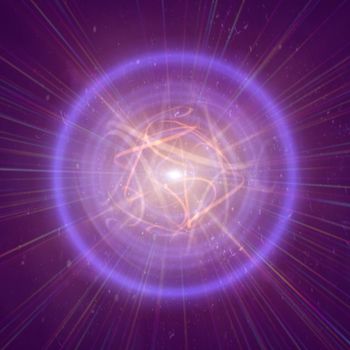 Highly magnetized rotating neutron star, abstract illustration