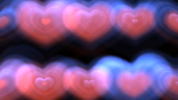 Colorful light abstract hearts background illustration render