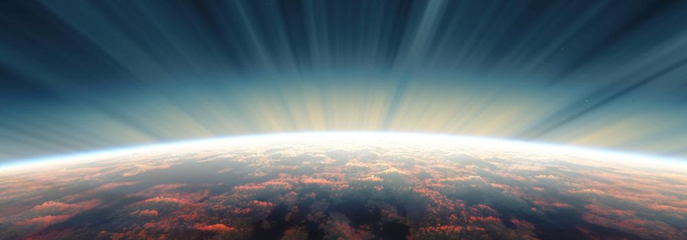 sunrise from space aurora, 3d rendering illustration