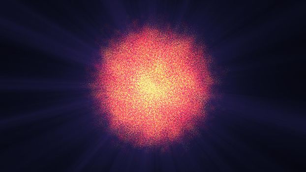 Abstract particles sun solar flare particles illustration 3d render