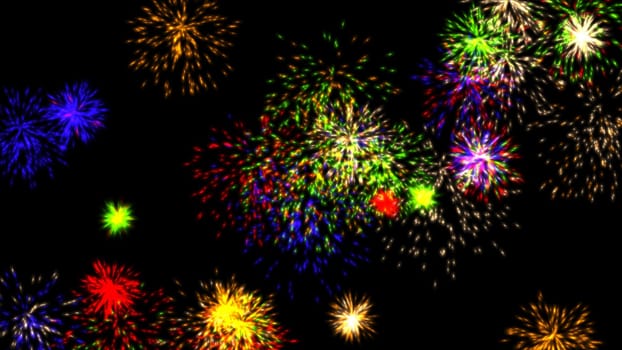 fireworks color light illustration isolated on black background