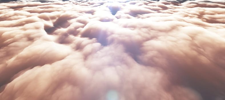 above clouds sun ray 3d render illustration