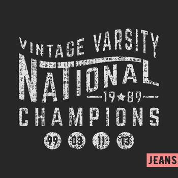 T-shirt print design. National vintage stamp. Printing and badge applique label t-shirts, jeans, casual wear. Vector illustration.