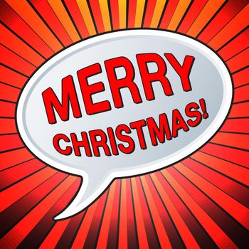 Merry Christmas. Speech bubble retro comic style. Pop art vector illustration.