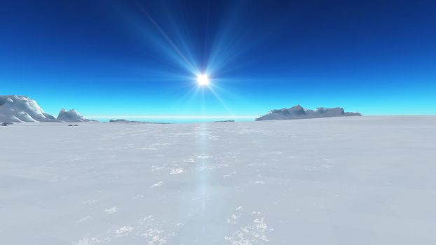 Ice berg on see, 3d render illustration