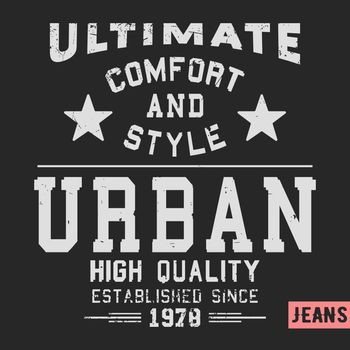 T-shirt print design. Urban vintage stamp. Printing and badge applique label t-shirts, jeans, casual wear. Vector illustration.