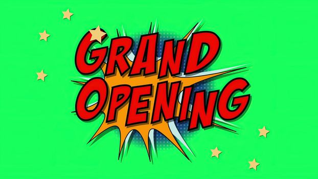 3d illustration - Words Grand Opening In Comics Style