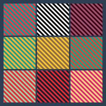 Seamless lines pattern set. Diagonal stripes pattern template. Colored seamless line. Vector illustration.