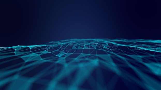 Abstract geometric blue connections background. Artificial intelligence tech medical concept.