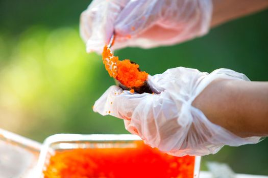 Sushi making Japanese food