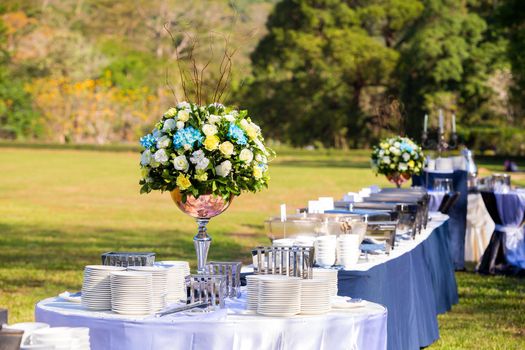 Luxurious wedding Beautiful flowers on the table