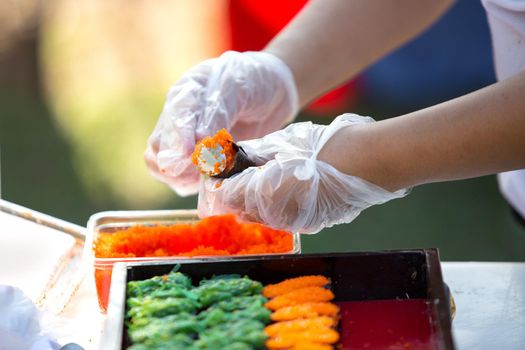 Sushi making Japanese food