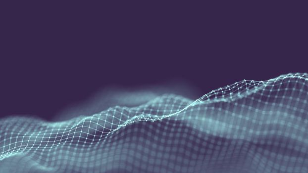 Data technology abstract futuristic illustration . Low poly shape with connecting dots and lines on dark background. 3D rendering .