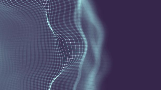 Data technology abstract futuristic illustration . Low poly shape with connecting dots and lines on dark background. 3D rendering .