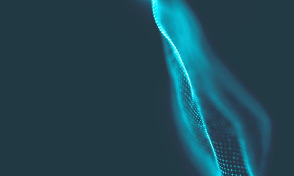  Music background. Big Data Particle Flow Visualisation. Science infographic futuristic illustration. Sound wave.