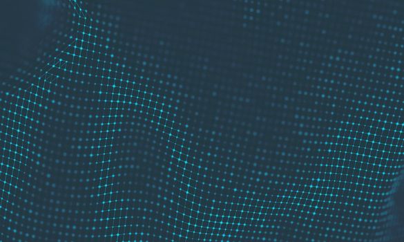  Music background. Big Data Particle Flow Visualisation. Science infographic futuristic illustration. Sound wave.